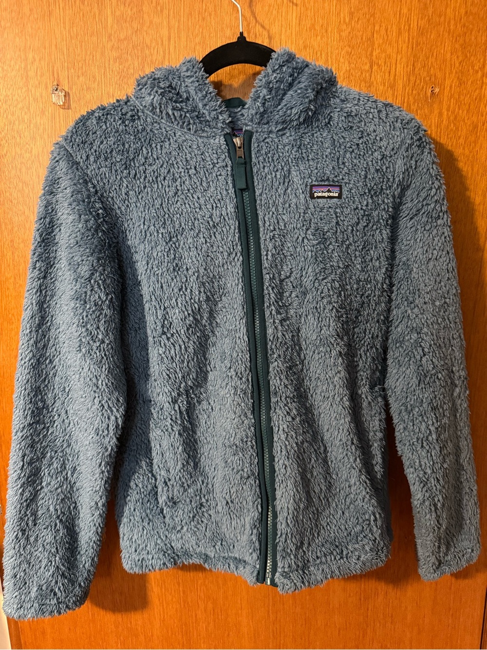 Patagonia Kids Blue-Gray Fuzzy Hooded Zip Jacket